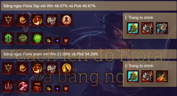 Thông tin bảng ngọc Fiora LMHT chi tiết