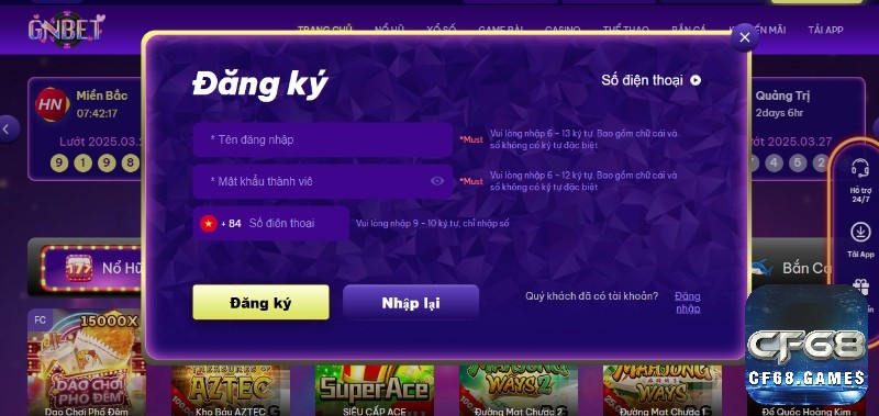 Đăng ký tài khoản Gnbet rất dễ trong 3 bước